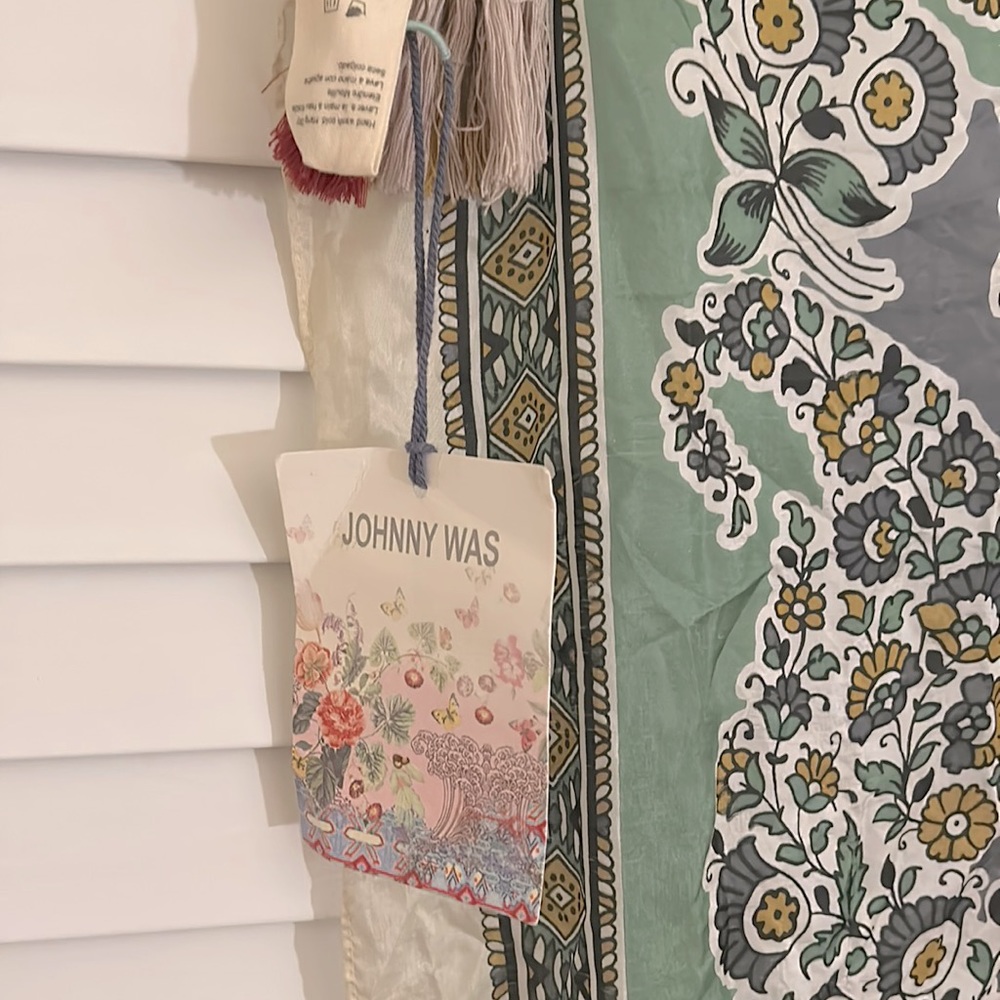 Johnny Was Silk Scarf with tassels - Picture 2 of 2